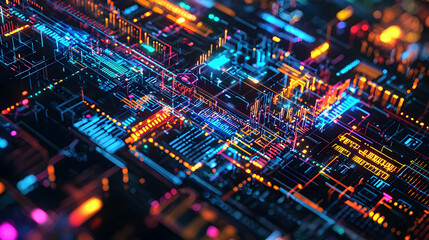 Obraz premium Abstract Colorful Digital Circuit Pattern