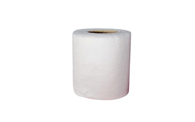 Single one soft white roll tissue toilet paper on transparent background. Toilet accessories, health care, hygienic concept