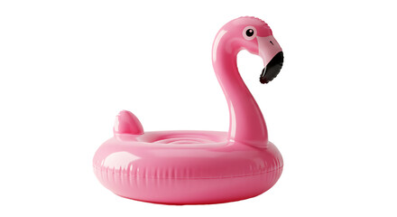 Pink pool inflatable flamingo for summer beach isolated on white background
