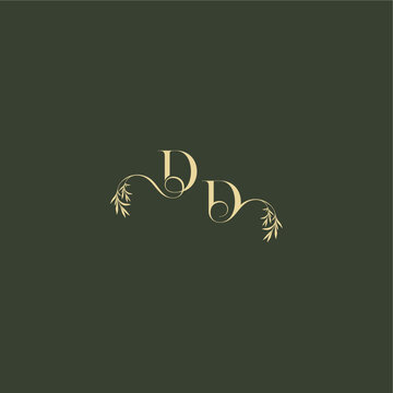 logo design concept luxury wedding monogram DD organic leaf initial letter