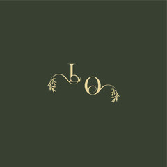 logo design concept luxury wedding monogram LO organic leaf initial letter