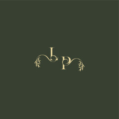 logo design concept luxury wedding monogram LP organic leaf initial letter