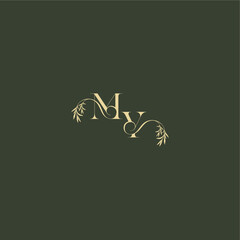 logo design concept luxury wedding monogram MY organic leaf initial letter © rudi