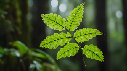 Fototapeta na wymiar Fresh Green Leaf In Rainforest