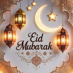 Beautiful Eid al-Adha Decorations – Traditional Lanterns, Crescent Moons & Arabic Calligraphy