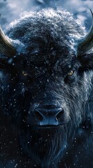 Majestic Winter Bison: A Stunning Close-Up