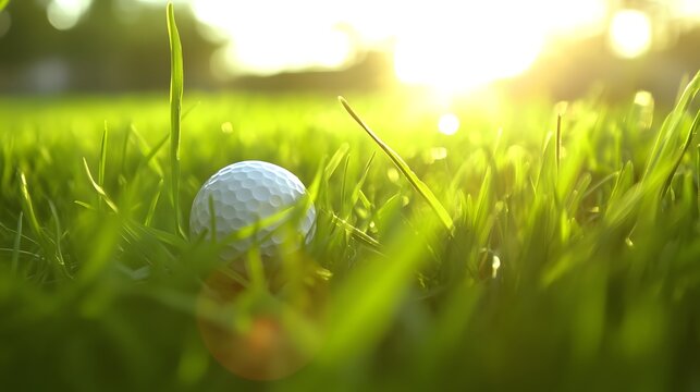 Golf ball on vibrant grass, a moment of focus in the game's quiet intensity