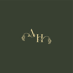 Obraz premium logo design concept luxury wedding monogram AH organic leaf initial letter
