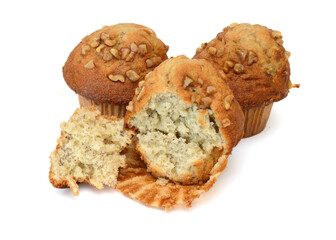 Tasty muffin cakes, isolated on white