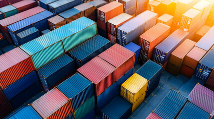 Colorful Shipping Containers At Port