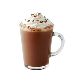 Hot cappuccino, coffee with sweet chocolate, and cappuccino with chocolate beverages in white cups