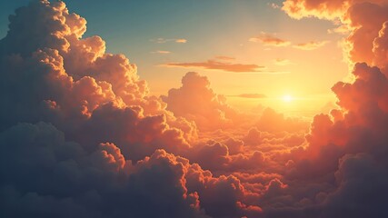 Fantasy sky with sugar cotton pink pastel clouds in a dreamy background