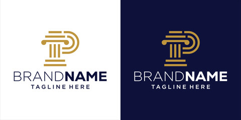 Obraz premium Creative P Logo Design With Abstract Law Pillar, Design Inspiration, Illustration, Vector
