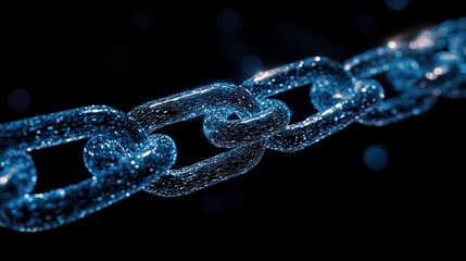 Futuristic blue chain link on dark background