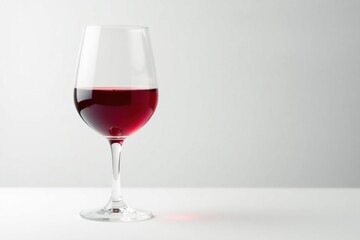 Single glass of red wine on pristine white backdrop , drink photography, contrast, wine tasting