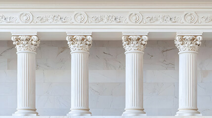 Obraz premium Row Of Elegant White Stone Columns With Intricate Carvings