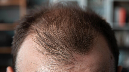 Obraz premium A man showing his hairline before hair transplant. stock image, hd quality, natural look, blog post, fashion post. 