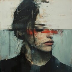 Abstract Portrait of a Woman: A Study in Red and Shadow