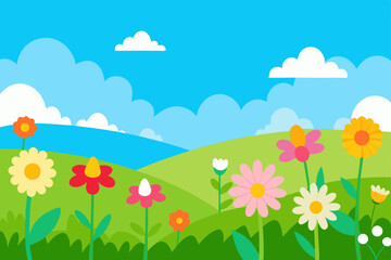Fototapeta premium spring landscape with flowers