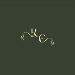 logo design concept luxury wedding monogram RC organic leaf initial letter