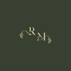 logo design concept luxury wedding monogram RM organic leaf initial letter