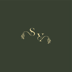 logo design concept luxury wedding monogram SY organic leaf initial letter