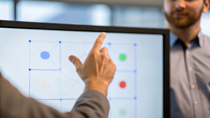 Enhancing simulation and engineering processes, professional demonstrates digital interface with interactive elements in collaborative setting