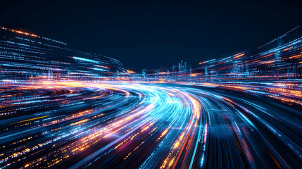 Fototapeta premium Abstract Futuristic City Lights At Night