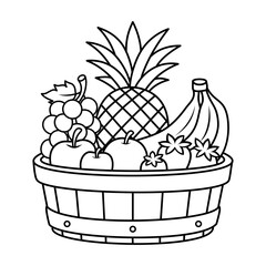 Healthy fruits outline for coloring illustration 