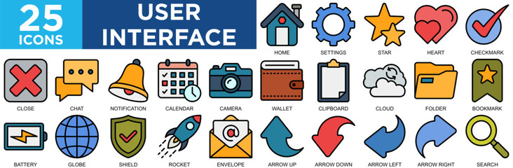 user interface. interface, design, digital, vector, technology, icon set. Outline icons collection. Simple vector illustration