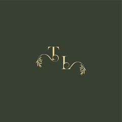 logo design concept luxury wedding monogram TL organic leaf initial letter
