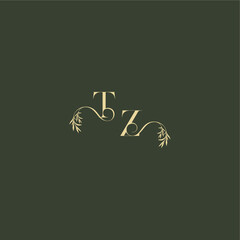 Obraz premium luxury wedding monogram TZ logo design concept letter organic leaf initial