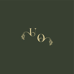 luxury wedding monogram UO logo design concept letter organic leaf initial