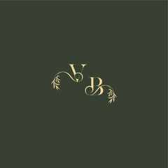 luxury wedding monogram VB logo design concept letter organic leaf initial