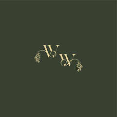 luxury wedding monogram WW logo design concept letter organic leaf initial