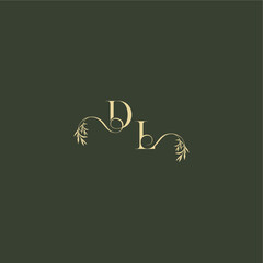 organic leaf initial DL luxury wedding monogram logo design concept letter
