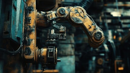 Industrial robotic arm close-up