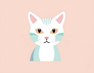 Cat art in a white background, pastel colors illustration