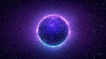 Glowing cosmic sphere, space backdrop, energy, digital art, website header