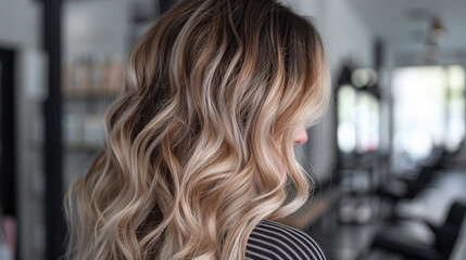 A woman showing off her new balayage hair color.  stock image, hd quality, natural look, blog post, fashion post, styling, hair care.