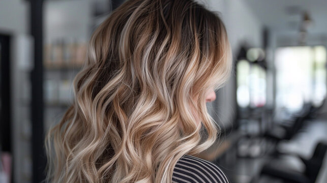 A woman showing off her new balayage hair color.  stock image, hd quality, natural look, blog post, fashion post, styling, hair care.