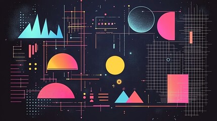 Obraz premium Abstract futuristic background featuring geometric shapes and vibrant colors