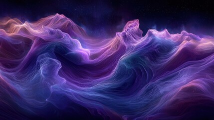 Fototapeta premium Ethereal Nebula Mountains Abstract Purple and Blue Cosmic Landscape