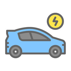 Electric Car filled outline icon. Electric vehicle color line illustration.