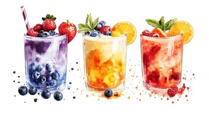 Strawberry blueberry and orange yogurt smoo