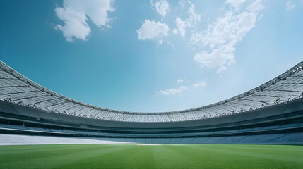 Empty Modern Stadium Under Sunny Sky