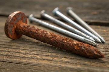 Old rusty nail and new ones-generated by ai