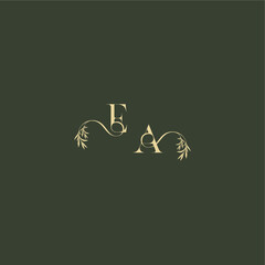 organic leaf initial EA luxury wedding monogram logo design concept letter