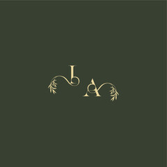 organic leaf initial logo design concept letter luxury wedding monogram IA