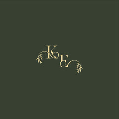 Obraz premium organic leaf initial logo design concept letter luxury wedding monogram KE